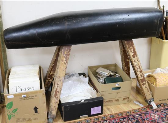 A leather gym horse W.150cm approx.
